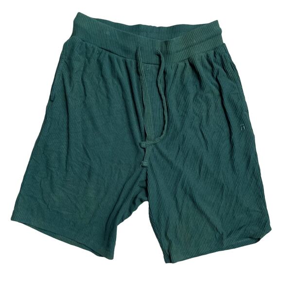 Tommy John Hunter Green Ribbed Relaxed Fit Long Length Lounge Shorts Size Medium - Picture 1 of 6